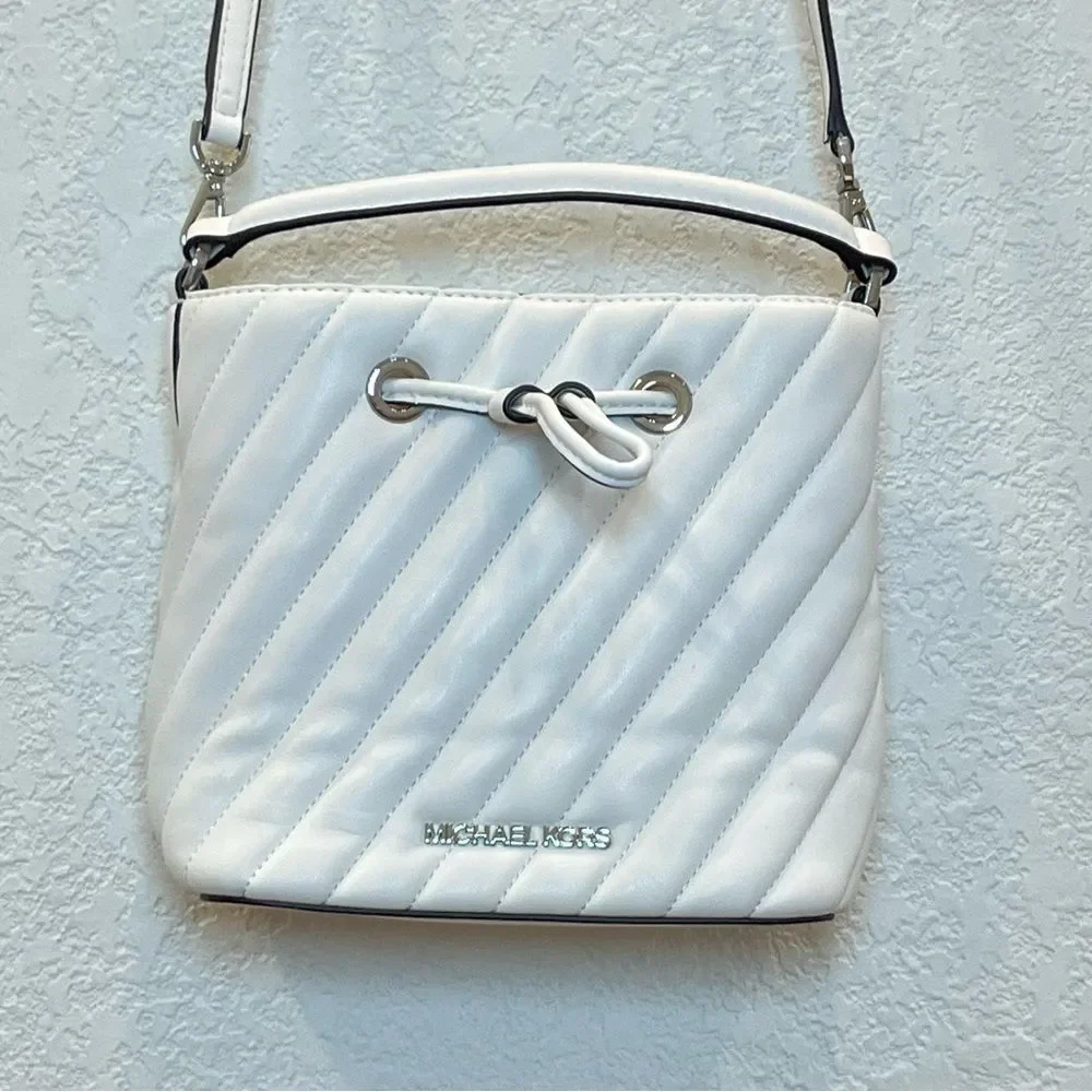 MICHAEL KORS Suri Small Quilted Vegan Leather Crossbody Bag in Optic White